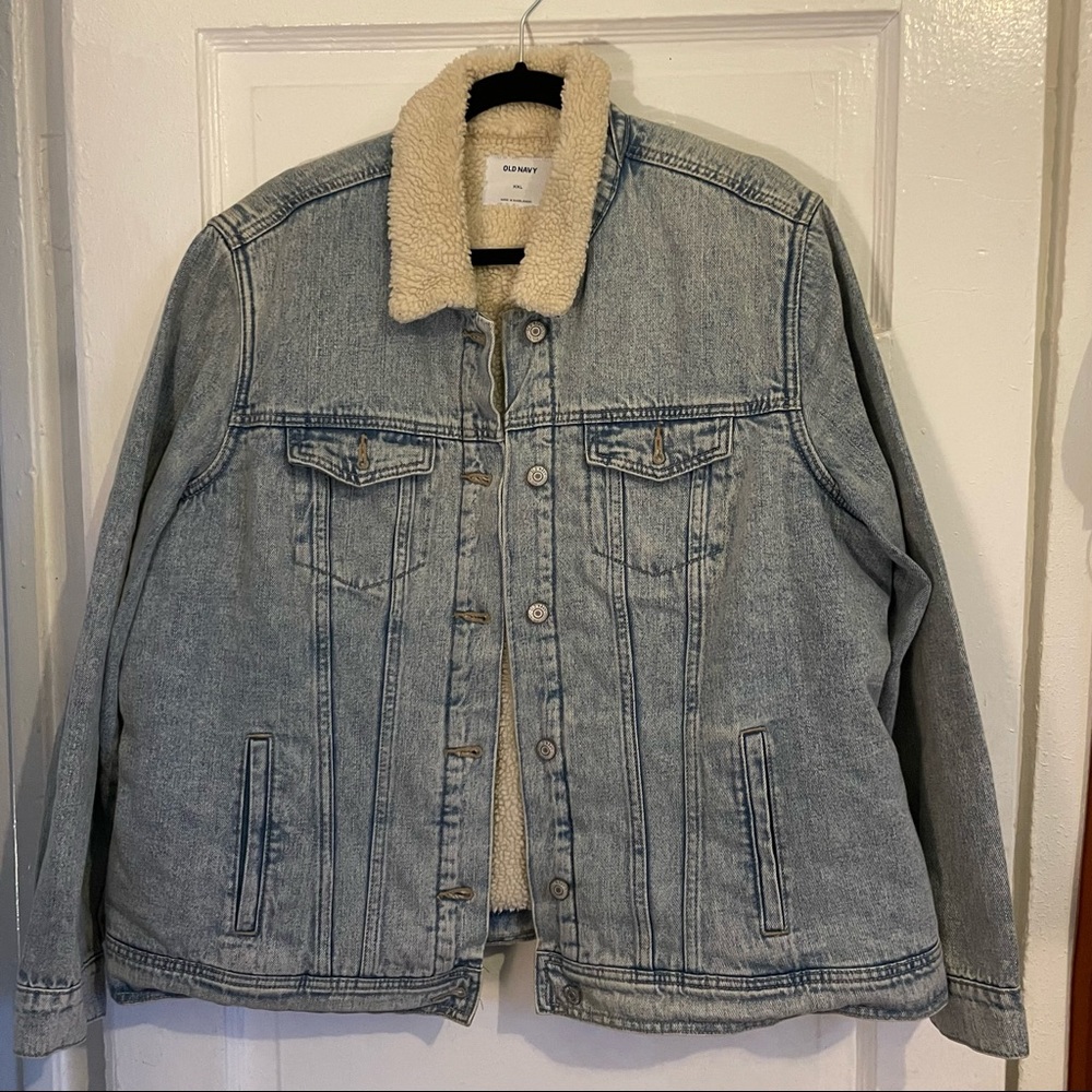 Sherpa Lined denim jacket- light wash
